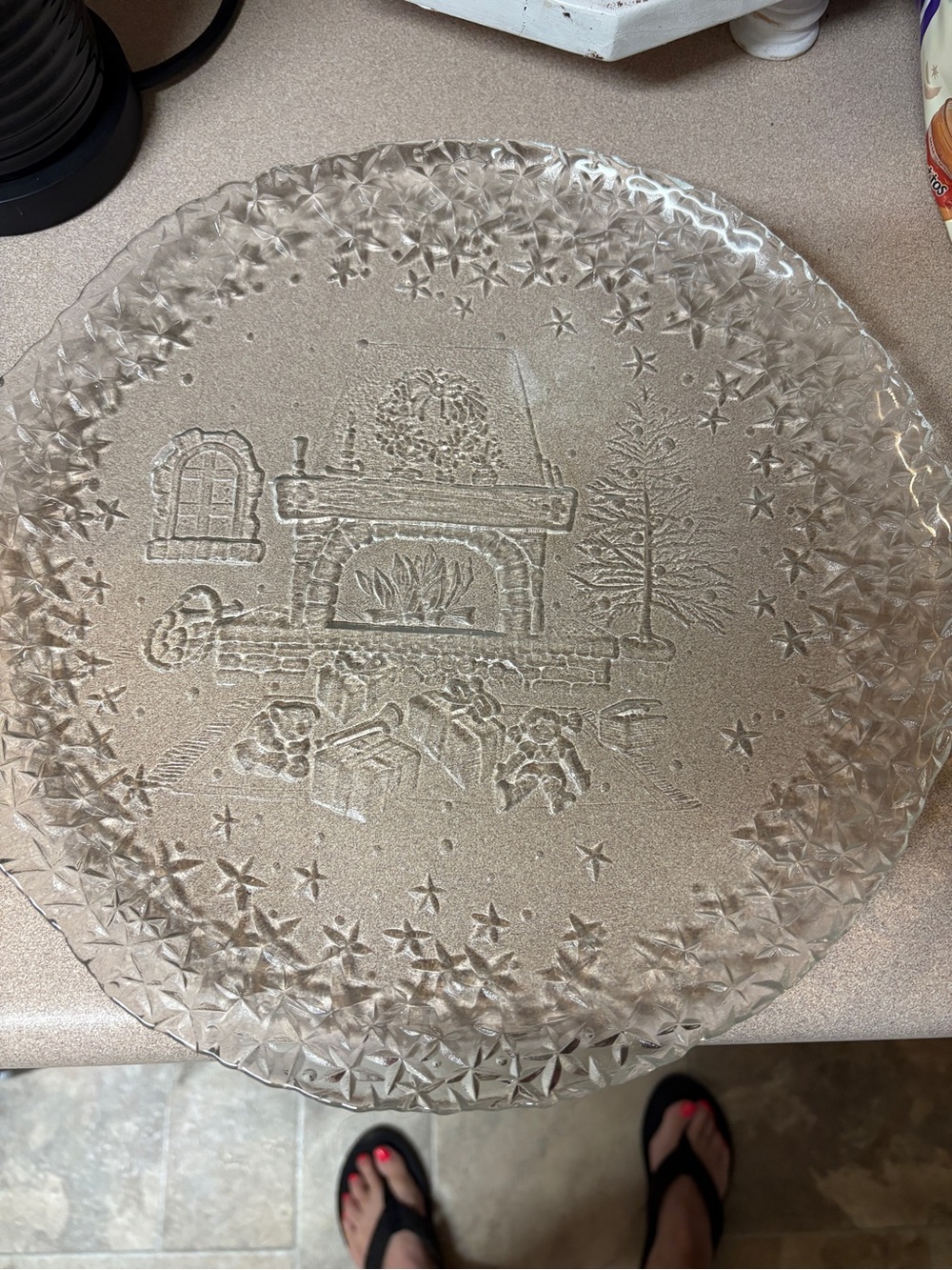 Clear Glass Holiday Serving Platter - Clear